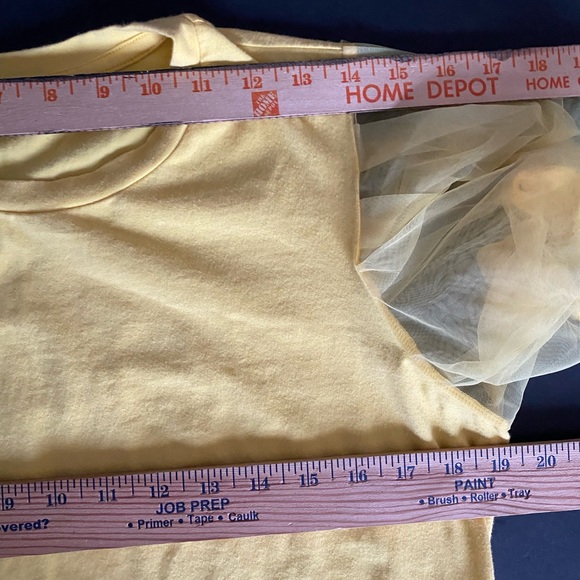 SHEIN Sheer Puff Sleeve Elegant Summer T Shirts Yellow Top, size M - Picture 8 of 14